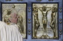 Pope Francis opens the Holy Door of St Peter's Basilica in 2015, kicking off the Holy Year of Mercy (8 December 2015)