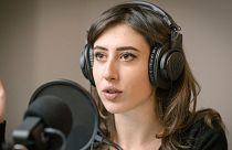 Italian journalist Cecilia Sala records her podcast 'Stories'.