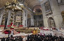 Pope Francis presides over the Christmas Eve Mass in St. Peter's Basilica at The Vatican, Tuesday, Dec. 24, 2024