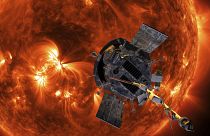 An artist's rendering of the Parker Solar Probe approaching the Sun provided by NASA
