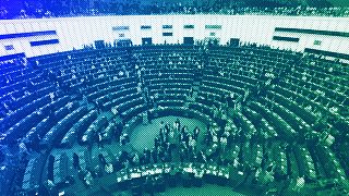 Members of European Parliament enter the plenary chamber as they prepare to vote at the European Parliament in Strasbourg, July 2024