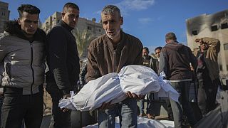 The body of an 18-month-old child, dead following an Israeli air strike, Khan Younis, in the south of the Gaza Strip, 5.12.2024.