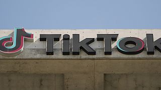 A TikTok sign is displayed on their building in Culver City, Calif., March 11, 2024.