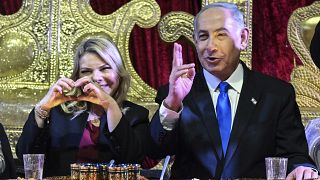Israeli Prime Minister Benjamin Netanyahu and his wife Sara celebrate the Mimouna at the end of the Jewish holiday of Passover, 12 April, 2023