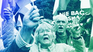 Backers of the right-wing opposition party Law and Justice take part in a protest ally against the policies of PM Donald Tusk's Cabinet in Warsaw, 14 September 2024