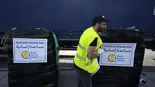 FILE - A World Central Kitchen charity worker prepares aid for Gaza, Larnaca, Cyprus, March 1`3th 2024