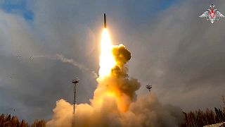 A Yars intercontinental ballistic missile is test-fired from the Plesetsk launchpad in northwestern Russia, 29 October 2024