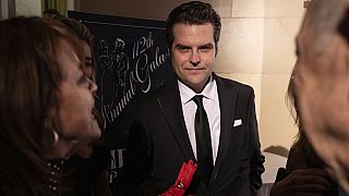 Former Rep. Matt Gaetz, R-Fla., center, attends the cocktail hour of New York Young Republican Club's annual gala at Cipriani Wall Street, Sunday, Dec. 15, 2024