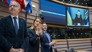 Volodymyr Zelenskyy addresses the extraordinary plenary session of the European Parliament, 19 November 2024