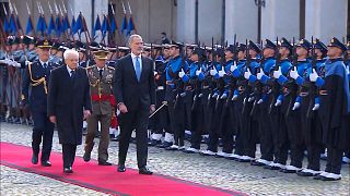 Italian President Sergio Mattarella welcomes the Spanish royal couple to his residence, the Quirinal Palace, in Rome, Italy, 11.12.2024