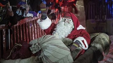 Santa Claus, also known as Father Christmas, leaves to his long Christmas journey from the Santa's Village at the Arctic Circle