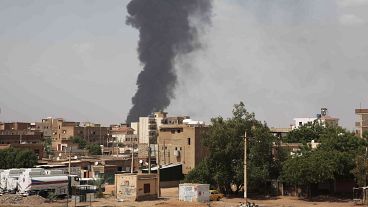 Smoke rises over Khartoum, Sudan, on June 8, 2023. 