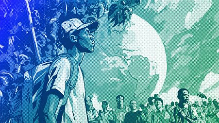 Climate change activists in the Global South, illustration