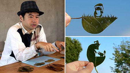 Self-taught Japanese artist finds his happy place in leaf-cutting