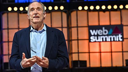 4 November 2022; Sir Tim Berners-Lee, Co-founder & CTO, Inrupt, on Centre stage during day three of Web Summit 2022 at the Altice Arena in Lisbon, Portugal. 